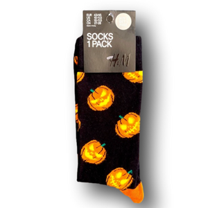 3/$18 Halloween Jack-O-Lantern Funny Novelty Crew Socks - Brand New